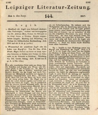 Leipziger Literaturzeitung Dienstag 3. Juni 1817