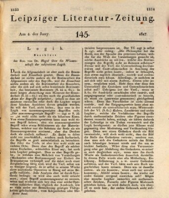 Leipziger Literaturzeitung Mittwoch 4. Juni 1817