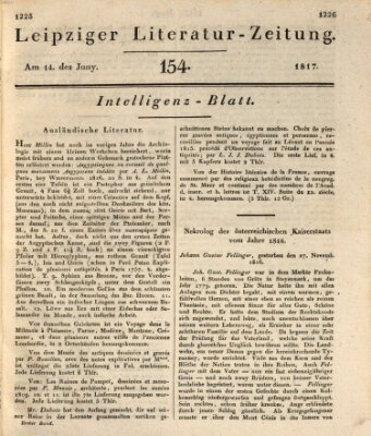 Leipziger Literaturzeitung Samstag 14. Juni 1817