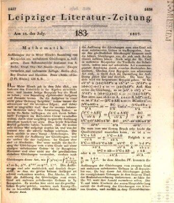 Leipziger Literaturzeitung Freitag 18. Juli 1817