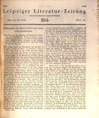 Leipziger Literaturzeitung Donnerstag 31. Juli 1817