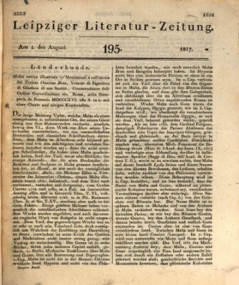 Leipziger Literaturzeitung Freitag 1. August 1817