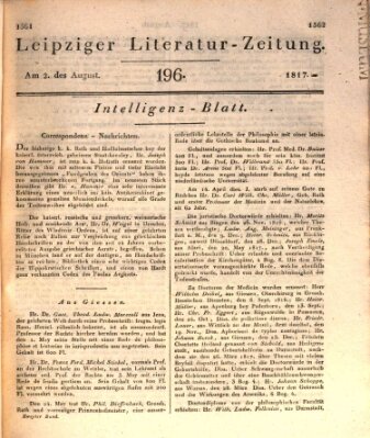 Leipziger Literaturzeitung Samstag 2. August 1817