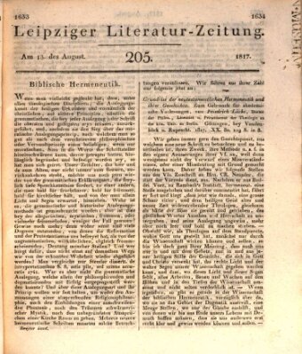 Leipziger Literaturzeitung Mittwoch 13. August 1817