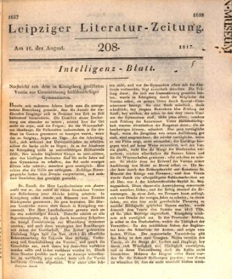 Leipziger Literaturzeitung Samstag 16. August 1817