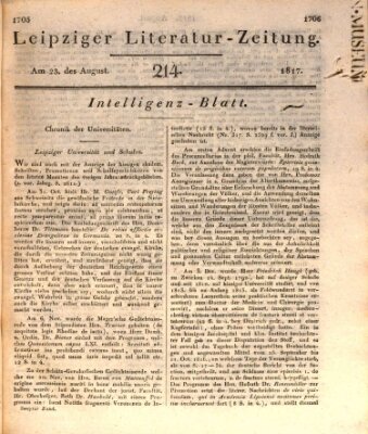 Leipziger Literaturzeitung Samstag 23. August 1817