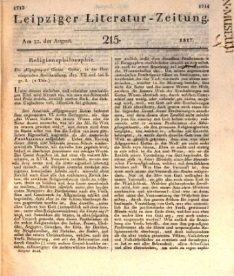 Leipziger Literaturzeitung Montag 25. August 1817