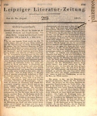 Leipziger Literaturzeitung Freitag 29. August 1817
