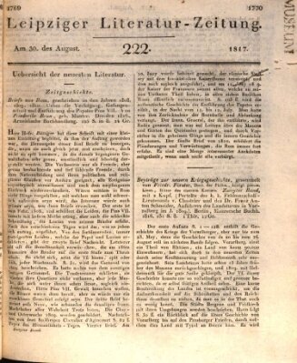 Leipziger Literaturzeitung Samstag 30. August 1817