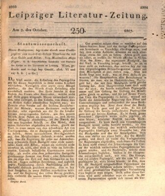 Leipziger Literaturzeitung Donnerstag 2. Oktober 1817