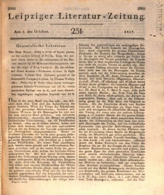 Leipziger Literaturzeitung Freitag 3. Oktober 1817