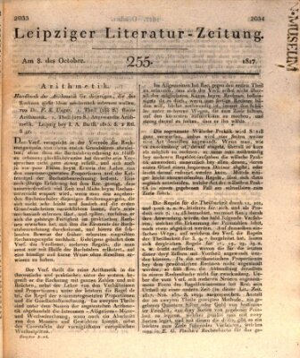 Leipziger Literaturzeitung Mittwoch 8. Oktober 1817