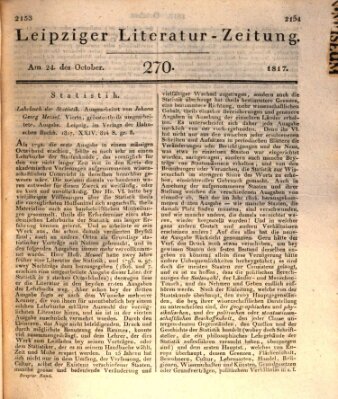 Leipziger Literaturzeitung Freitag 24. Oktober 1817