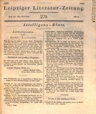 Leipziger Literaturzeitung Samstag 25. Oktober 1817