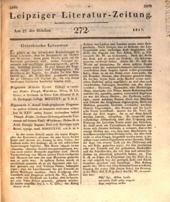 Leipziger Literaturzeitung Montag 27. Oktober 1817