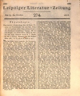 Leipziger Literaturzeitung Mittwoch 29. Oktober 1817