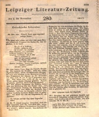 Leipziger Literaturzeitung Dienstag 4. November 1817