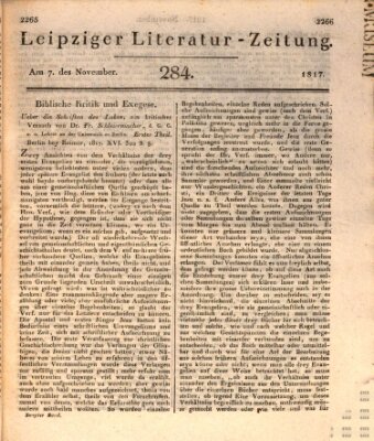 Leipziger Literaturzeitung Freitag 7. November 1817