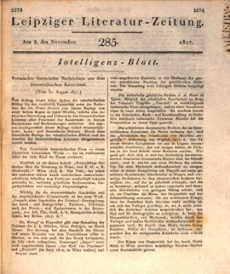 Leipziger Literaturzeitung Samstag 8. November 1817