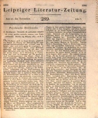 Leipziger Literaturzeitung Donnerstag 13. November 1817