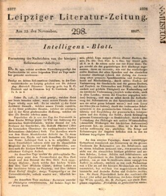 Leipziger Literaturzeitung Samstag 22. November 1817