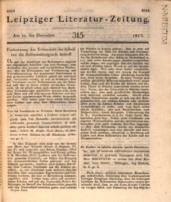 Leipziger Literaturzeitung Donnerstag 11. Dezember 1817