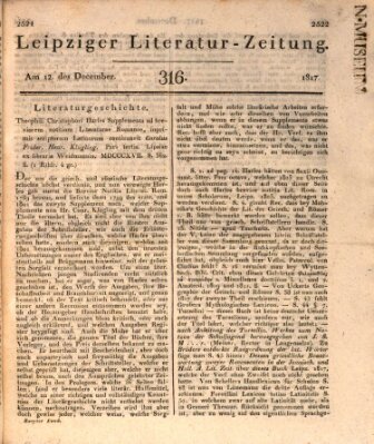 Leipziger Literaturzeitung Freitag 12. Dezember 1817