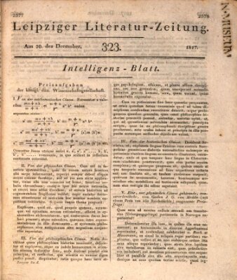 Leipziger Literaturzeitung Samstag 20. Dezember 1817