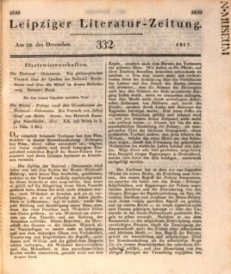 Leipziger Literaturzeitung Montag 29. Dezember 1817