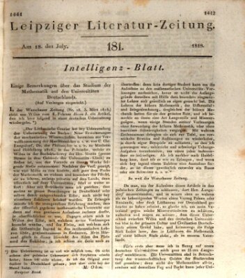 Leipziger Literaturzeitung Samstag 18. Juli 1818