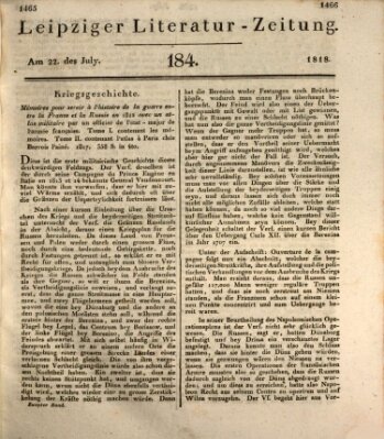 Leipziger Literaturzeitung Mittwoch 22. Juli 1818