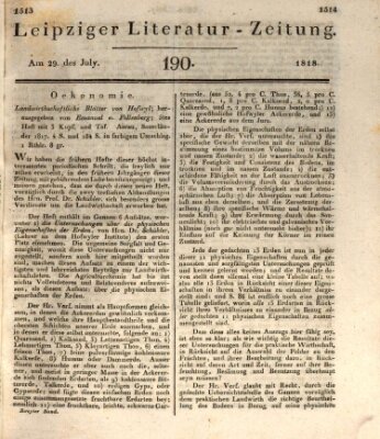 Leipziger Literaturzeitung Mittwoch 29. Juli 1818