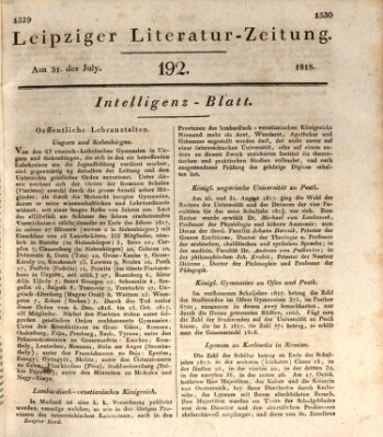 Leipziger Literaturzeitung Freitag 31. Juli 1818