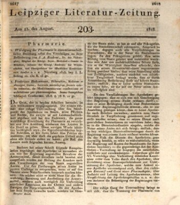 Leipziger Literaturzeitung Donnerstag 13. August 1818