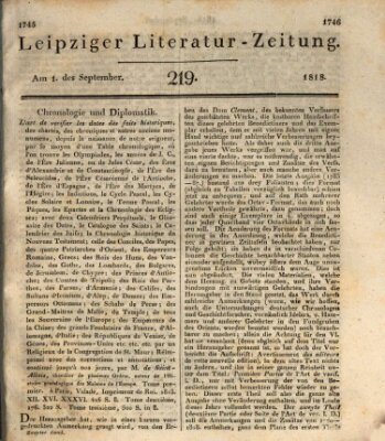 Leipziger Literaturzeitung Dienstag 1. September 1818