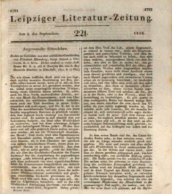 Leipziger Literaturzeitung Donnerstag 3. September 1818