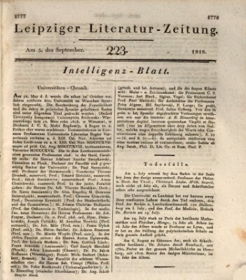 Leipziger Literaturzeitung Samstag 5. September 1818