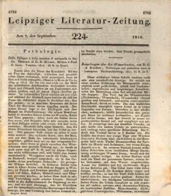 Leipziger Literaturzeitung Montag 7. September 1818