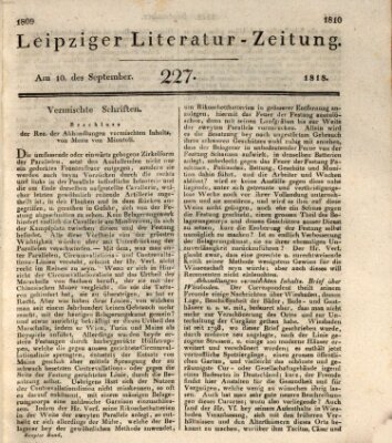 Leipziger Literaturzeitung Thursday 10. September 1818