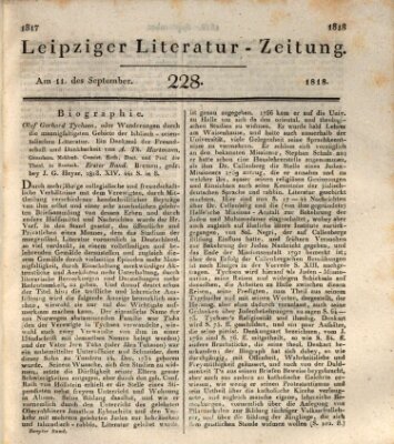 Leipziger Literaturzeitung Freitag 11. September 1818