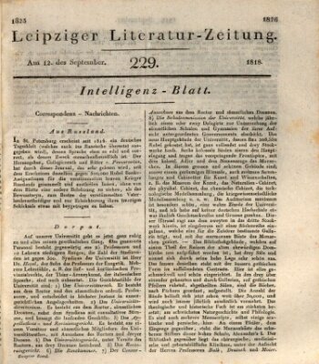 Leipziger Literaturzeitung Samstag 12. September 1818