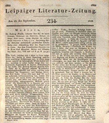 Leipziger Literaturzeitung Freitag 18. September 1818