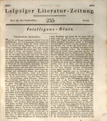 Leipziger Literaturzeitung Samstag 19. September 1818