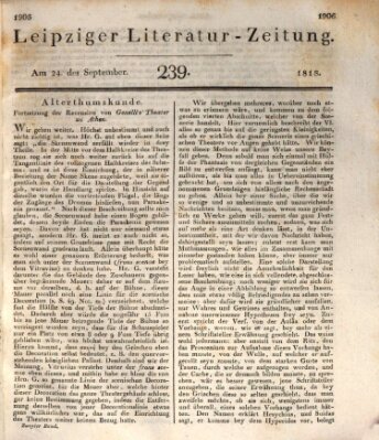 Leipziger Literaturzeitung Donnerstag 24. September 1818