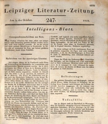 Leipziger Literaturzeitung Samstag 3. Oktober 1818