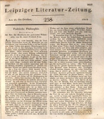 Leipziger Literaturzeitung Donnerstag 15. Oktober 1818