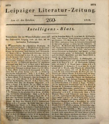 Leipziger Literaturzeitung Samstag 17. Oktober 1818