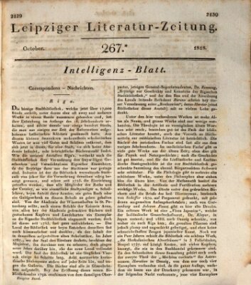 Leipziger Literaturzeitung Samstag 24. Oktober 1818