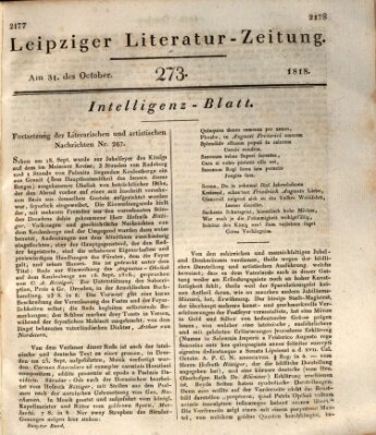 Leipziger Literaturzeitung Samstag 31. Oktober 1818