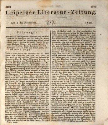 Leipziger Literaturzeitung Mittwoch 4. November 1818